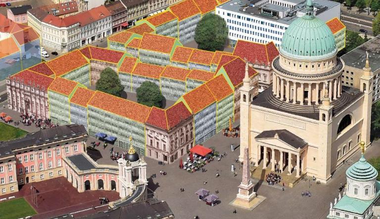 Visualisierung Neubebauung des Areals Alter Markt/Schloßstraße, Blick von Südost (Sanierungsträger Potsdam,